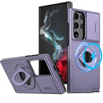 Ring Stand Case & Camera Lens Sliding Cover - PURPLE for Galaxy S24 Ultra (Only Ground Shipping)