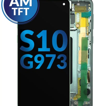 LCD Assembly with Frame for Galaxy S10 (G973) (without Fingerprint Sensor) (PRISM GREEN) (Aftermarket)