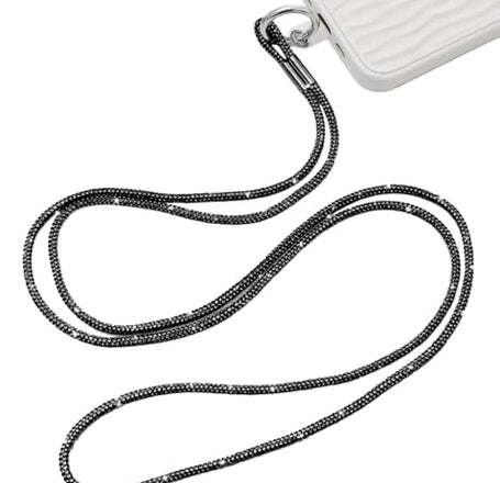 Crystal Neck Lanyard Keychain - BLACK (Only Ground Shipping)