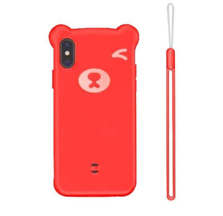 3D Cartoon Bear Soft Silicone Case - RED for iPhone XS Max (Only Ground Shipping)