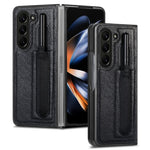 Galaxy Z Fold 5 Leather Case w/Touch Pen Holder - BLACK (Only Ground Shipping)