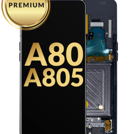 OLED Assembly with Frame for Galaxy A80 (A805 / 2019) (PHANTOM BLACK) (Premium)