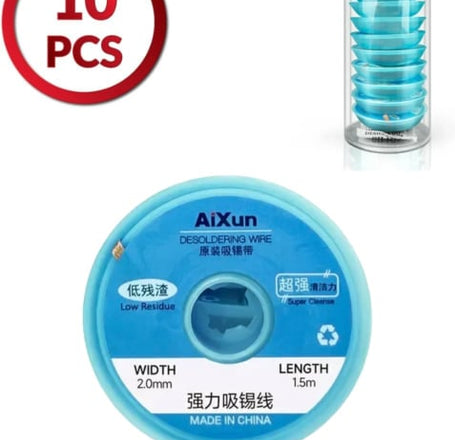 AiXun 2m Efficient Tin Removal Soldering Wick for PCB Welding Repair (10Pcs)