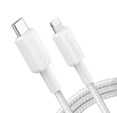 Anker 322 USB C-Lightning MFI Braided Charging Cable (WHITE) (6ft)