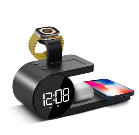 Brookstone Wireless Charging Stand w/ Alarm Clock - BLACK