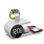 Brookstone Wireless Charging Stand w/ Alarm Clock - WHITE