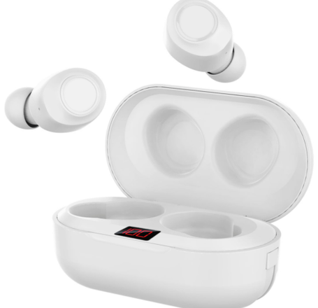 Bytech True Wireless Bluetooth Earbuds Pods w/Display - WHITE (Only Ground Shipping)