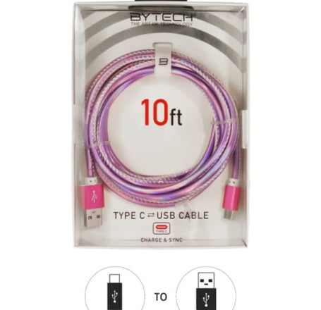 Bytech USB A-C Hologram Cable (PURPLE) (10ft)