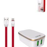 LDNIO A2204 Dual USB-A Wall Charger (5V/3.4A) with USB A-M Cable (3ft)