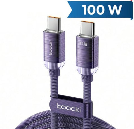 Toocki USB C-C Crystal Fast Braided Charging Data Cable (PURPLE) (100W) (6ft)