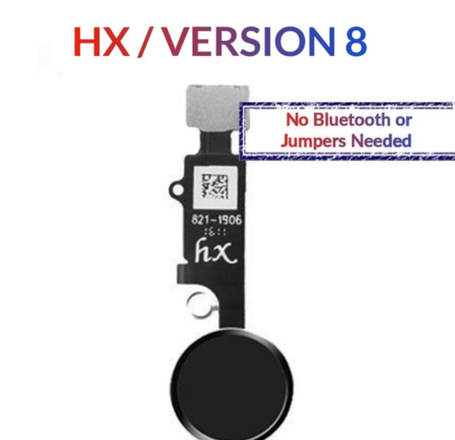 iPhone 8P / 8 / SE (2020) / 7P / 7 Home Button Solution Flex Cable (HX / Version 8 / No Bluetooth or Jumpers Needed) (BLACK)