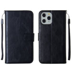 Leather Wallet with Removable Magnet Case - BLACK for iPhone 12 Mini (Only Ground Shipping)