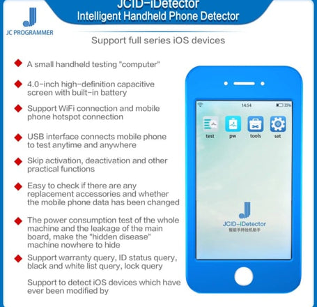 JC iDetector Intelligent Handheld Phone Detector Fault Tester Support for All iOS Devices