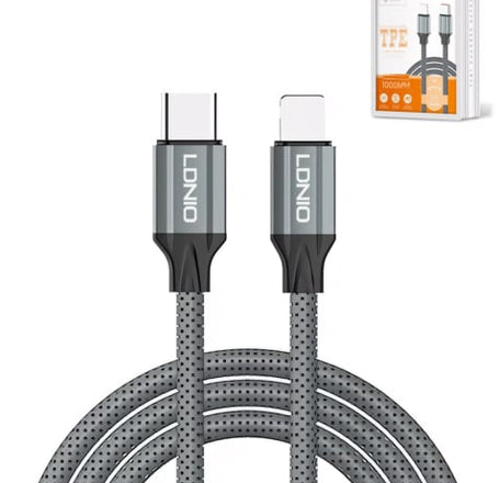 LDNIO LC441 USB C-L Charging Cable (GRAY) (3ft) (30W)