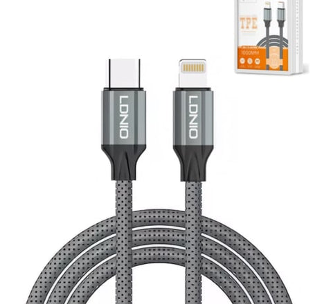 LDNIO LC441 USB C-L Charging Cable (GRAY) (6ft) (30W)