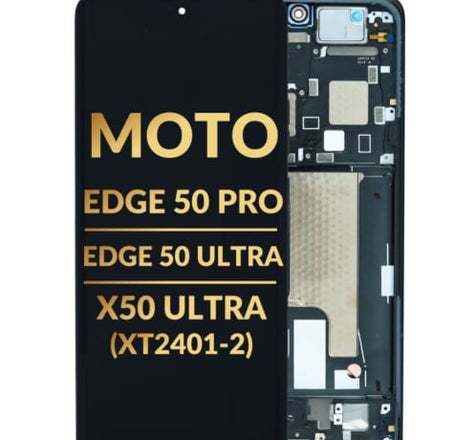 OLED Assembly with Frame for Motorola Moto Edge 50 Pro / Edge 50 Ultra / X50 Ultra (XT2401-2) (BLACK) (Premium)