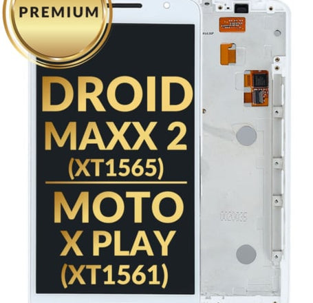 LCD Assembly with Frame for Motorola Droid Maxx 2 (XT1565) / Moto X Play (XT1561) (WHITE) (Premium)