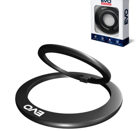 EVO Magnetic Phone Ring Compatible w/ Wireless Charging - BLACK (Only Ground Shipping)