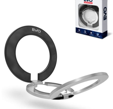 EVO PO2 Magnetic Phone Ring Compatible w/ Wireless Charging - BLACK (Only Ground Shipping)