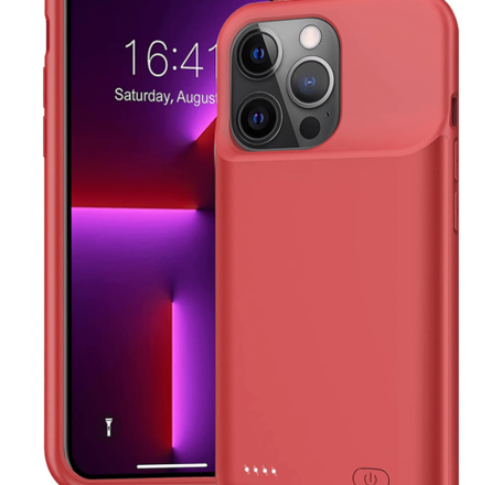 Soft Rubber Slim Charging Case 7000mAh for iPhone 13 Pro Max (RED) (Only Ground Shipping)