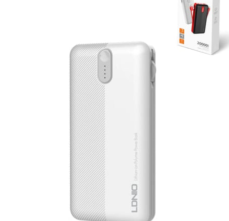 LDNIO PL2014 PowerBank w/ Built-in Cable (WHITE) (20000mAh) (Only Ground Shipping)