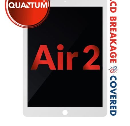 Quantum+ iPad Air 2 LCD Assembly (WHITE) (Sleep / Wake Sensor Flex Pre-Installed) (Exclusive LCD Breakage Warranty)