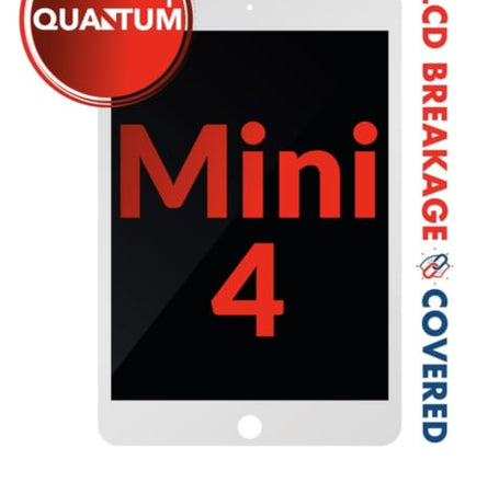 Quantum+ iPad Mini 4 LCD Assembly (WHITE) (Sleep / Wake Sensor Flex Pre-Installed) (Exclusive LCD Brakage Warranty)