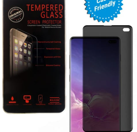 Privacy Tempered Glass for Galaxy S10 Plus (Case Friendly / 3D Curved / Anti-Spy / 1 Piece)