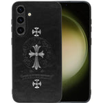 Galaxy S24 Leather Case w/ Metal Ornaments - CROSS (Only Ground Shipping)