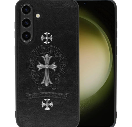 Galaxy S24 Leather Case w/ Metal Ornaments - CROSS (Only Ground Shipping)