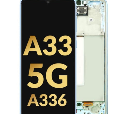 OLED Assembly with Frame for Galaxy A33 5G (A336 / 2022) (AWESOME BLUE) (Service Pack)