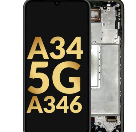 OLED Assembly with Frame for Galaxy A34 5G (A346 / 2023) (AWESOME GRAPHITE) (Service Pack)