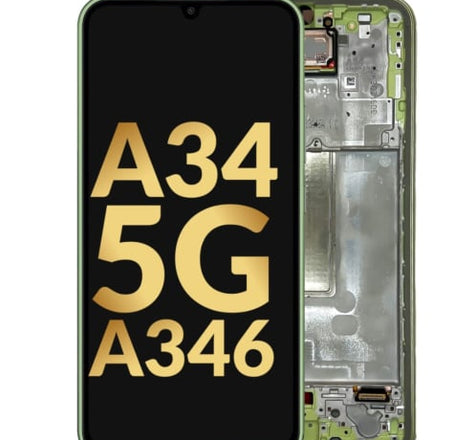 OLED Assembly with Frame for Galaxy A34 5G (A346 / 2023) (AWESOME LIME) (Service Pack)