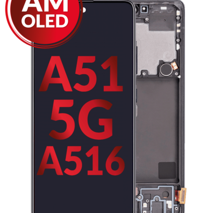 OLED Assembly with Frame for Galaxy A51 5G (A516 / 2020) (PRISM CUBE BLACK) (Non Verizon) (Aftermarket OLED)