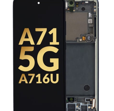 OLED Assembly with Frame for Galaxy A71 5G (A716U / 2020) (PRISM CUBE BLACK) (Service Pack)