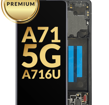 OLED Assembly with Frame for Galaxy A71 5G (A716U / 2020) (PRISM CUBE BLACK) (Premium)