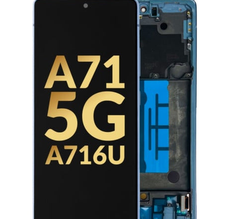 OLED Assembly with Frame for Galaxy A71 5G (A716U / 2020) (PRISM CUBE BLUE) (Premium)