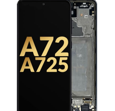 OLED Assembly with Frame for Galaxy A72 (A725 / 2021) (AWESOME BLACK) (Service Pack)