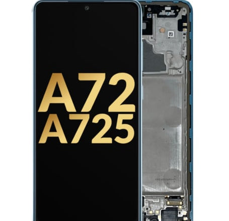 OLED Assembly with Frame for Galaxy A72 (A725 / 2021) (AWESOME BLUE) (Service Pack)