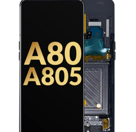 OLED Assembly with Frame for Galaxy A80 (A805 / 2019) (PHANTOM BLACK) (Service Pack)