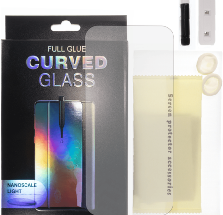 Full Glue Tempered Glass for with Nano Liquid & Install Kit & UV Light (Case Friendly / 3D Curved / 1 Piece)