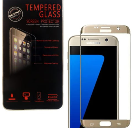 Tempered Glass for Galaxy S7 Edge (GOLD) (Case Friendly / 3D Curved / 1 Piece)