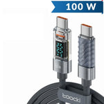 Toocki USB C-C Super Fast Charging Data Cable w/ Display (GRAY) (100W) (6ft)