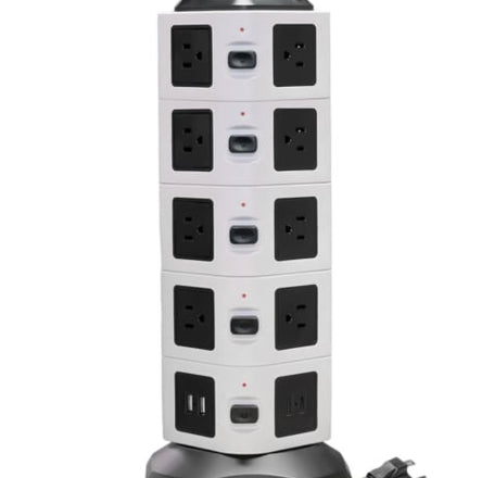 5 Layer Multi Plug Socket Charging Station - 18AC Outlets 2 USB Ports 2 USB-C  Ports (Only Ground Shipping)