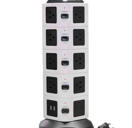 5 Layer Multi Plug Socket Charging Station - 18AC Outlets 2 USB Ports/ 2 TYPE-C Ports (Only Ground Shipping)