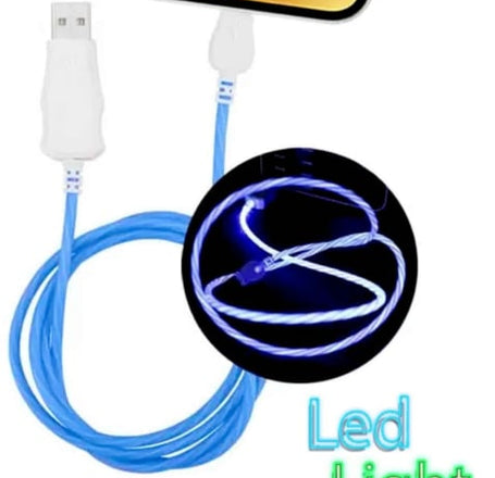 Visible USB A-L Flowing LED Fast Charging Cable (BLUE) (3ft)