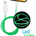 Visible USB A-L Flowing LED Fast Charging Cable (GREEN) (3ft)