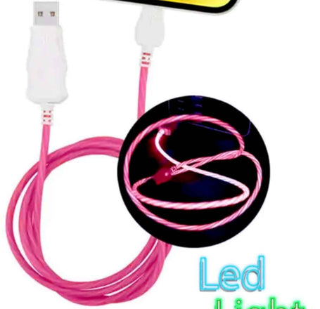 Visible USB A-L Flowing LED Fast Charging Cable (PINK) (3ft)