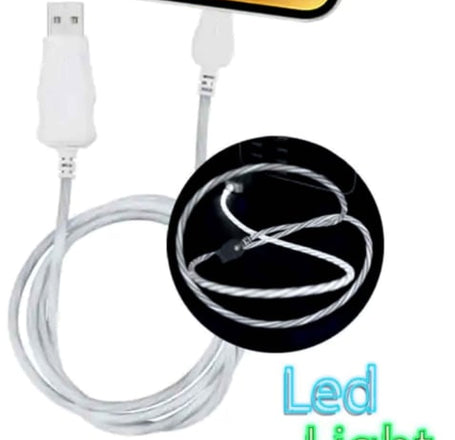 Visible USB A-L Flowing LED Fast Charging Cable (WHITE) (3ft)