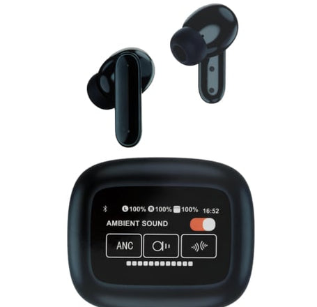 APro 05 Wireless Earbud BT 5.4 Earphone ANC+ENC with Touch Screen and Smart Charging Case (Black)